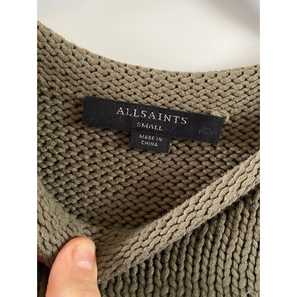 Allsaints Laze Dress Small 2 Piece Sweater Midi Slip Dress Utility Green Lined - Picture 11 of 15